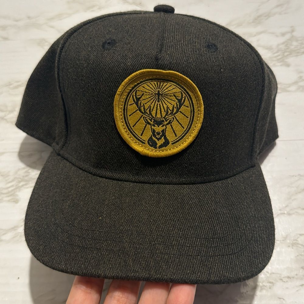 Official Jagermeister Hat Gold Embroidered Black Snap Back Flat Bill Cap